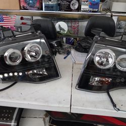 Projector Headlights FORD EXPEDITION year Año 2007 To 2014 Black Housing Pair El Par.