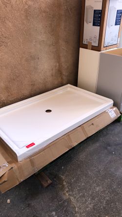 60” X 36” Shower Pan in White Stand Up Base