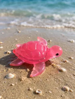 Handmade Resin Sea Turtle — Bright Pink, Glow in the Dark, 1.75 in
