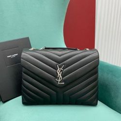 YSL Loulou Large Monogram Bag Black/Silver