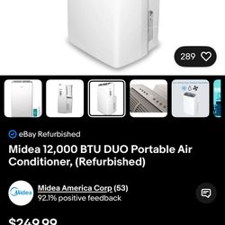 Midea 12,000 BTU DUO Portable Air Conditioner, (Refurbished)