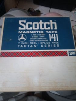 Scotch brand magnetic tape quarter inch by 1200 ft silicone lubricated 1.5 ml acetate backing 7-in wheel splice-free tartan series 141