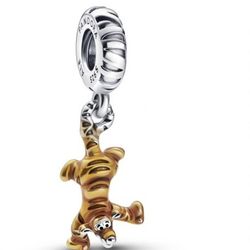 Pandora Disney Winnie the Pooh Tigger Dangle Charm, crafted in sterling silver with orange enamel detailing