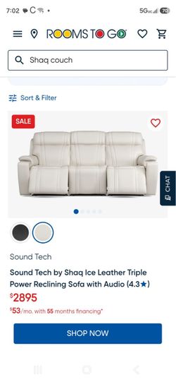 Sound Tech by Shaq Ice Leather Triple Power Reclining Sofa with Audio