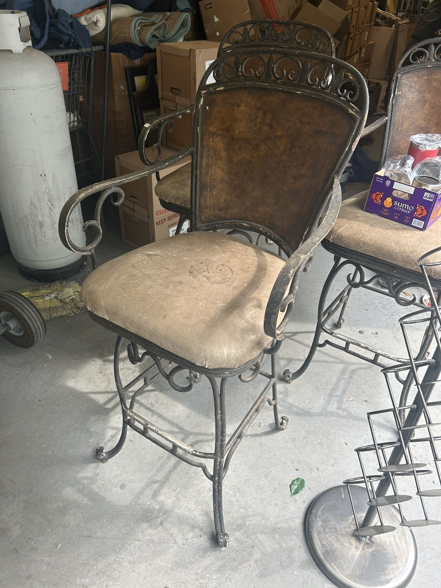 Heavy Duty Wrought Iron Rustic Barstools X (3)
