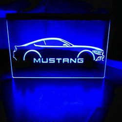 MUSTANG LED NEON BLUE LIGHT SIGN 8x12