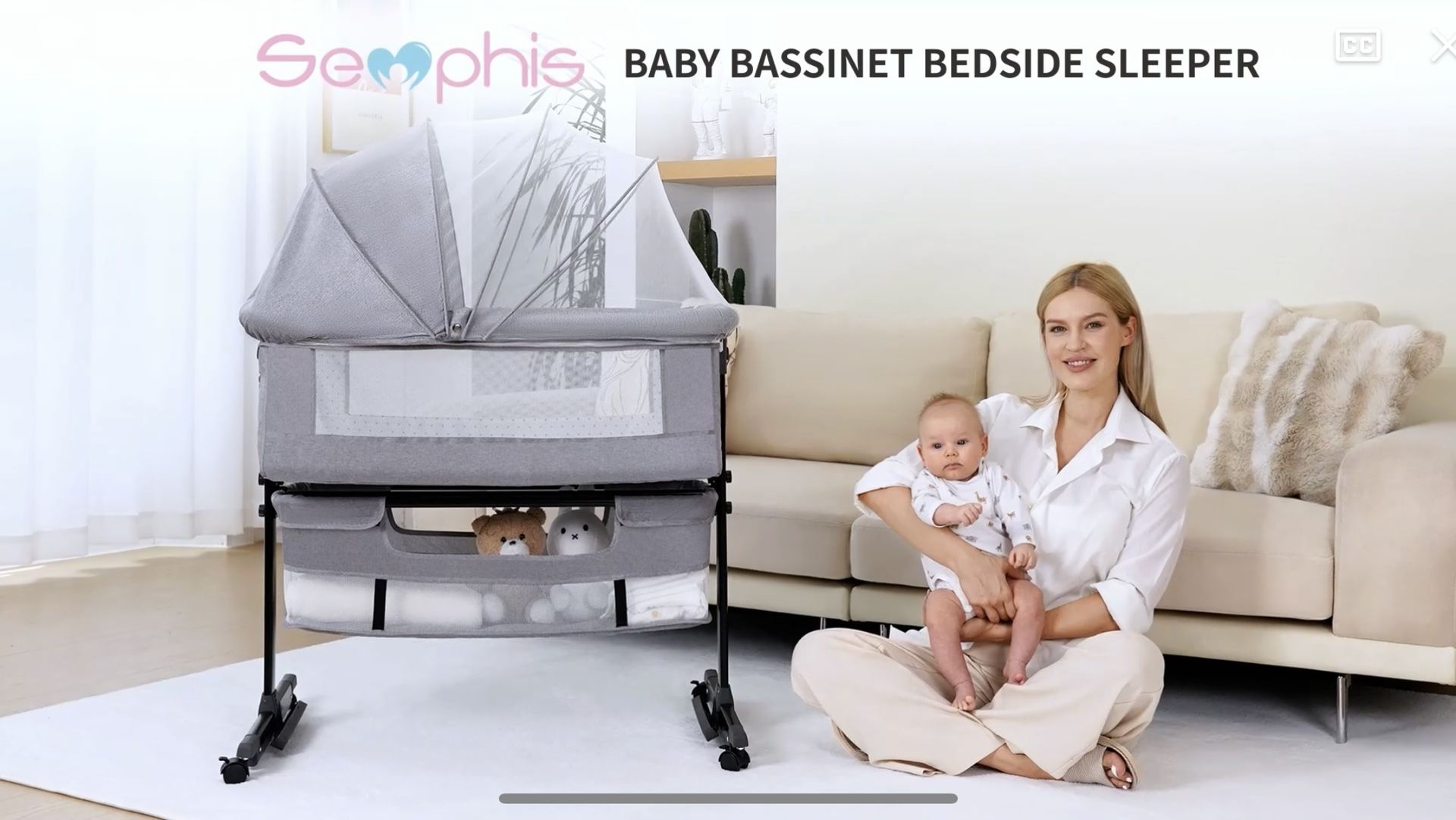 Baby Bassinet, in Bassinets Bedside Sleeper, Adjustable Height