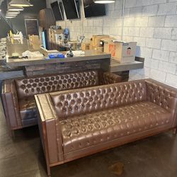 72” Brown Vegan Leather Couch (x2)