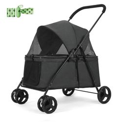 Wedyko Dog Stroller for Dogs Cats, Pet Stroller with Adjustable Canopy, Basket, Dog