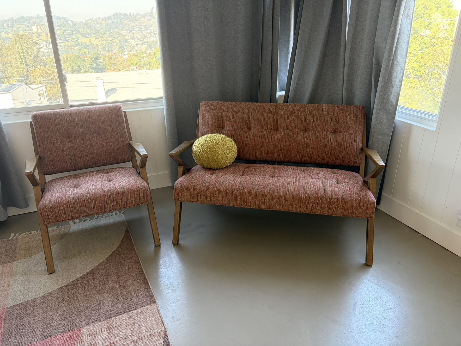 Mid Century Modern Loveseat And Chair