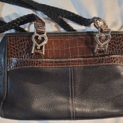 Brighton Black/Brown Handbag Double Handles