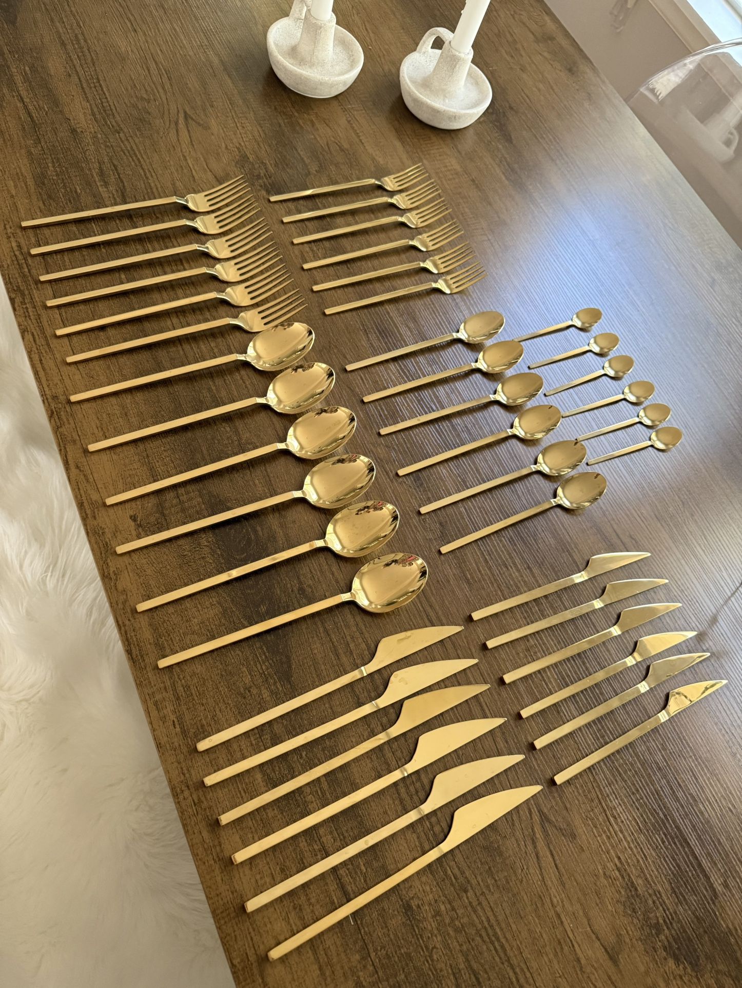 42 Piece Flatware Set Gold Color