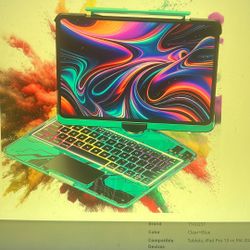 NEW Clear Wireless Keyboard Case. for iPad Pro 13” M4 2024 w/Pencil Holder & Multi-Touch Trackpad,  PCB High-Tech Style, 3-Brightness & 7-Col