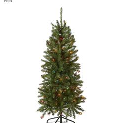 4.5 Ft Pre-lit Slim Christmas Tree - Multicolor Lights