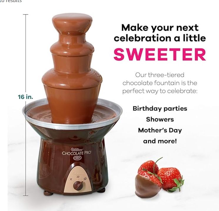 Wilton Chocolate Pro Chocolate Fountain and Fondue Fountain - Designed to Keep Chocolate Melted for Easy Treat Dipping, 3-Tier, 16-Inches Tall, 4-lb C