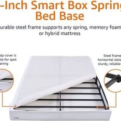 NEW KING Amazon Basics Smart Box Spring Bed Base, 9-Inch Mattress Foundation - Tool-Free Assembly