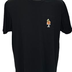 Vans Black Pocket Graphic Tee Large Orange Cherry Embroidered Classic Fit Shirt