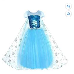 Princess Elsa, Frozen, Kids Cosplay Costume Size 5-6 w/accessories *NEW*
