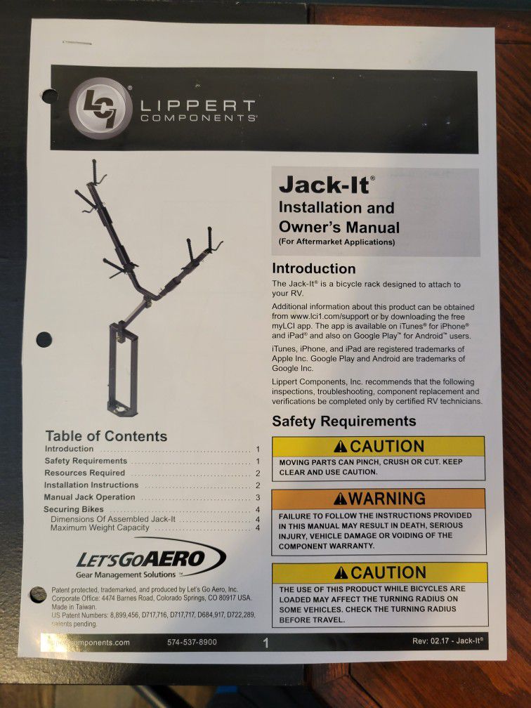 Jack-it Bicycle Rack for Trailer/RV