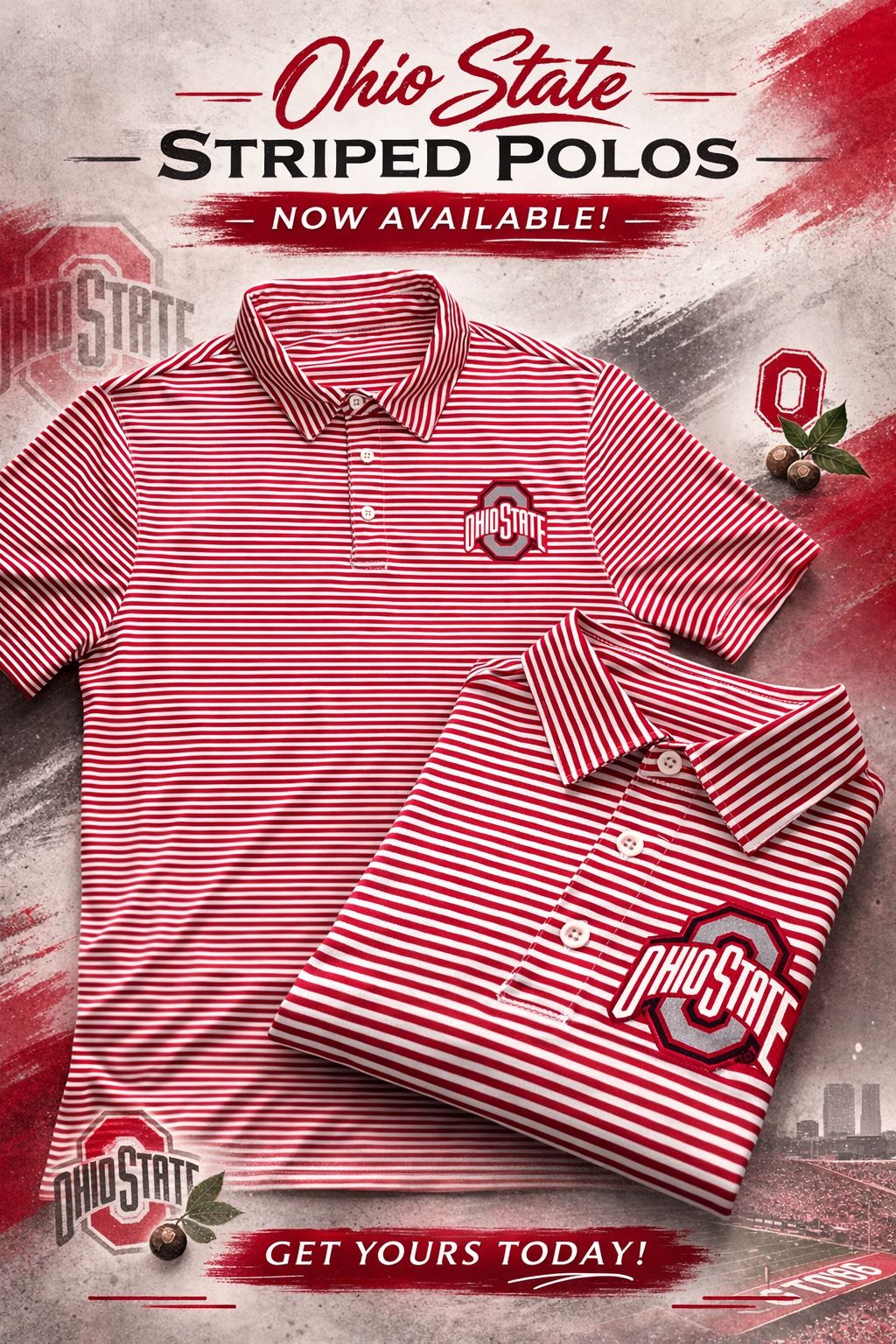 Ohio State Buckeyes Striped Button Up