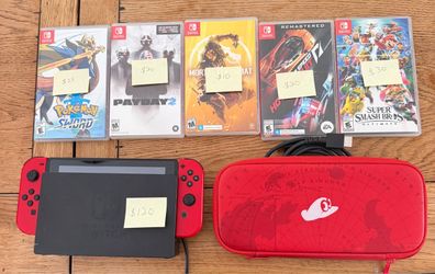 Nintendo Switch with Games and Carrying Case