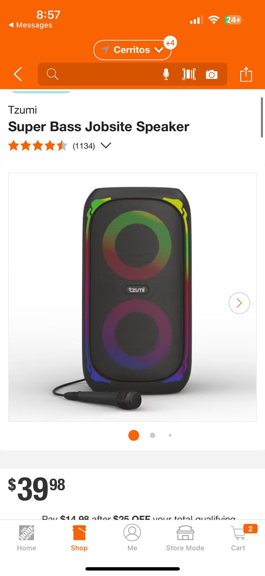 Tzumi Super Bass Jobsite Speaker