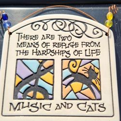 Vintage Music and Cats Tile by Spooner Creek Real Art