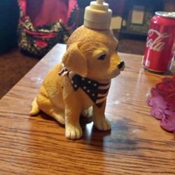 Cute Puppy with American Flag bandana soap dispenser