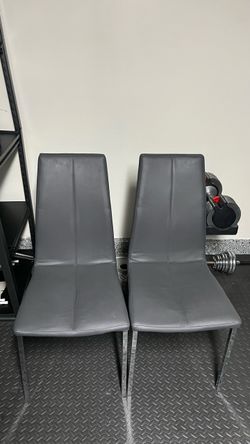 Set of 3 Gray Modern Faux Leather Dining Chairs