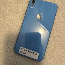 Apple iPhone XR 64GB (Blue) 92%BH Unlocked- Great Conditions 