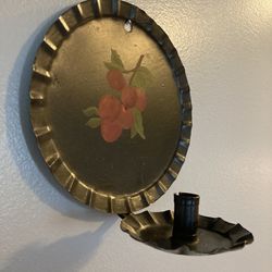 Adorable Wall Hanging Tole Sconce. Wall plate Approx. 7” - Tin