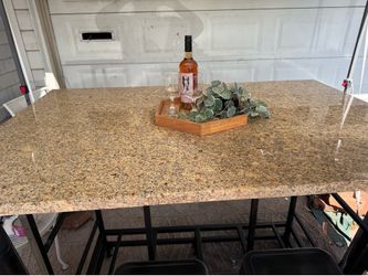 Granite Bar Height table and six bar stools