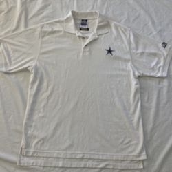 Dallas Cowboys Reebok Play Dry Collared Shirt Men's Large white . Coaches shirt . 30 inches length 24 inches pit to pit. Good condition. Will sell at 