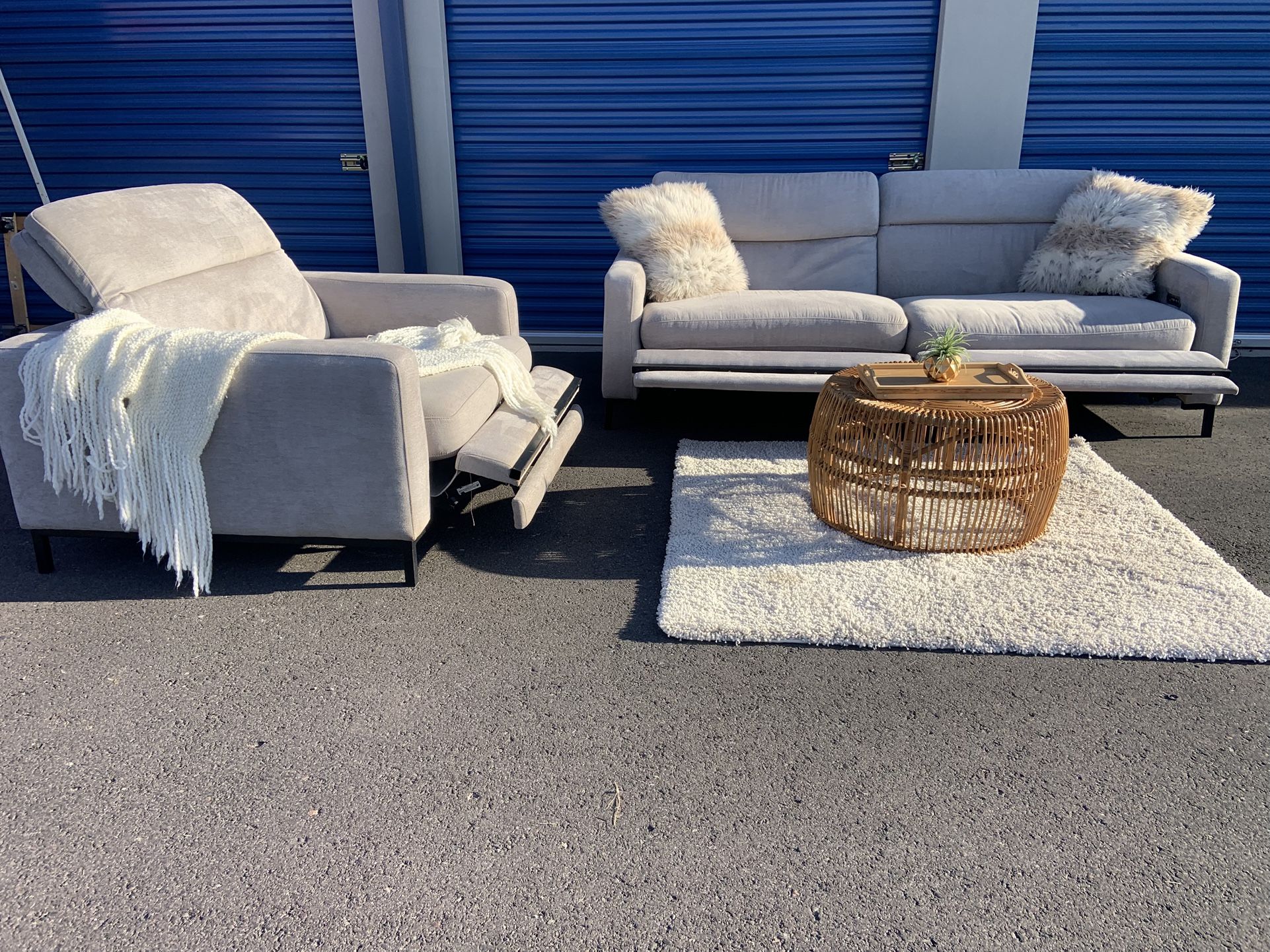 Nice gray power recliner couch set. Smoke free pet friendly