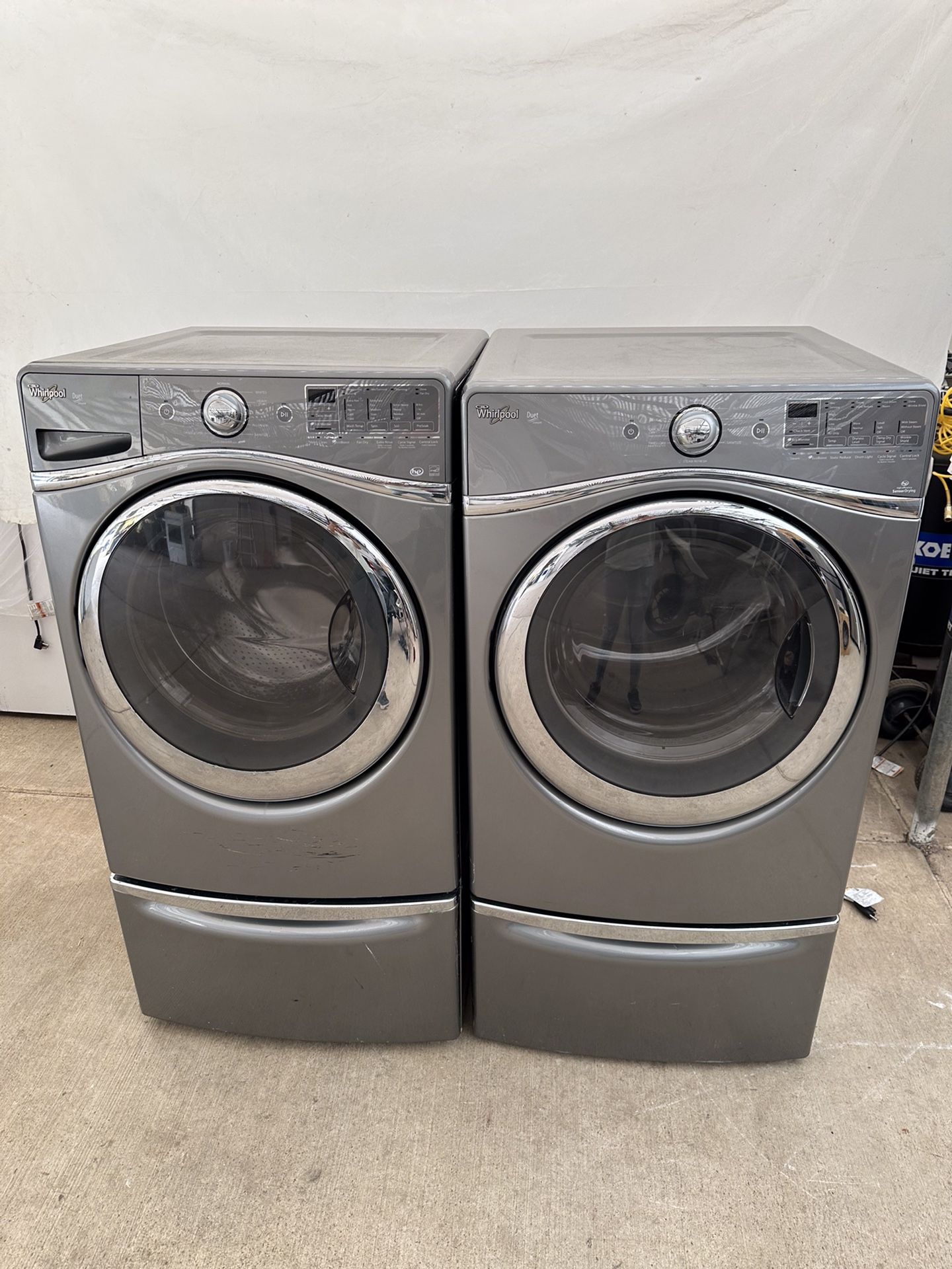 Grey Whirlpool Washer And Gas Dryer
