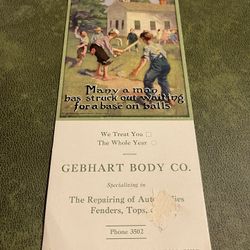 BR706 Gebhart Body CO Hamilton OH Ink Blotter Advertising 