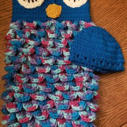 Teal Sleepy Owl Baby Cocoon - REDUCED PRICE 