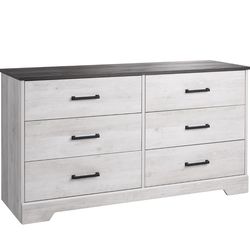 Double Dresser - Prepac Farmhouse Rustic Ridge 6-Drawer