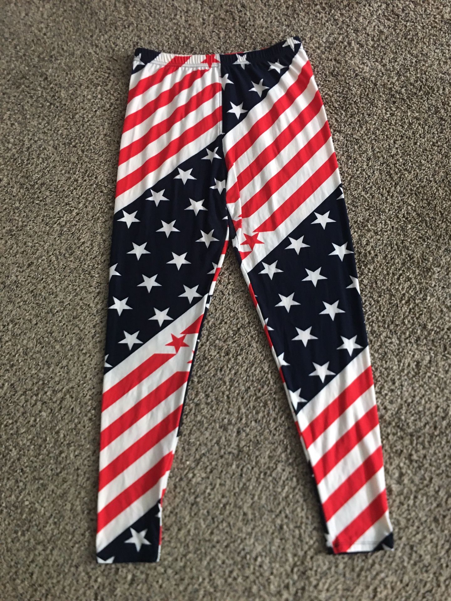 American Flag Patriotic Leggings - Size Large