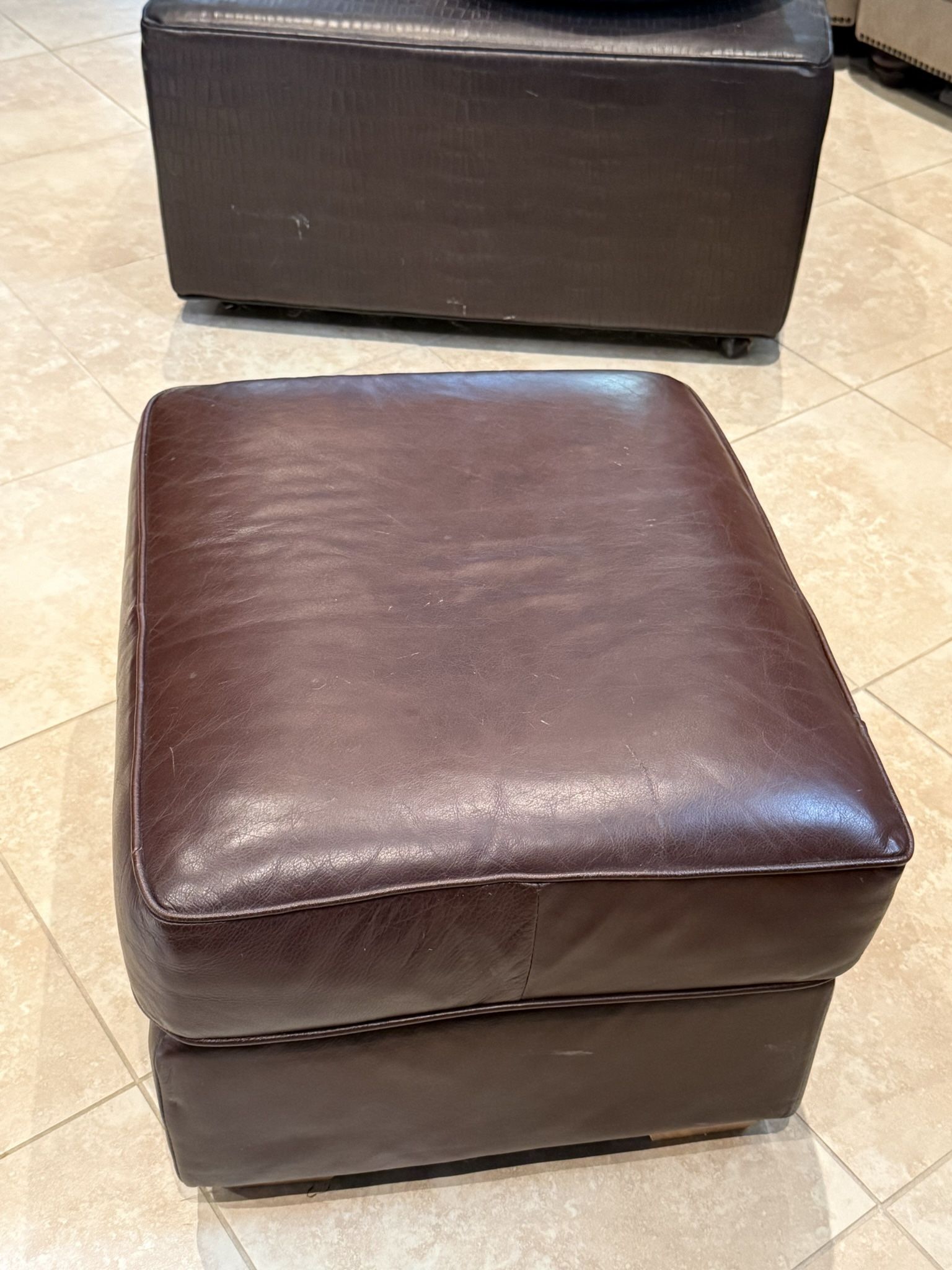 Brown Leather Ottoman