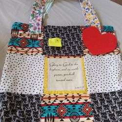 Quilted Style Tote W Scripture