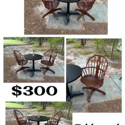 Table Round 30” 2 Captains Swivel Adjustable Chairs 