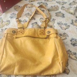 Cynthia Rowley Yellow Leather Shoulder Bag Slouchy Hobo Boho Casual Purse