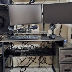 Rustic Grey Computer Desk With Drawers