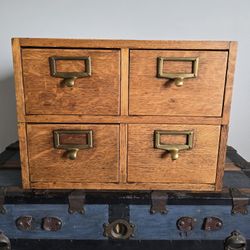 2 Antique Globe Wernicke American Oak Stacking File Card Cabinets