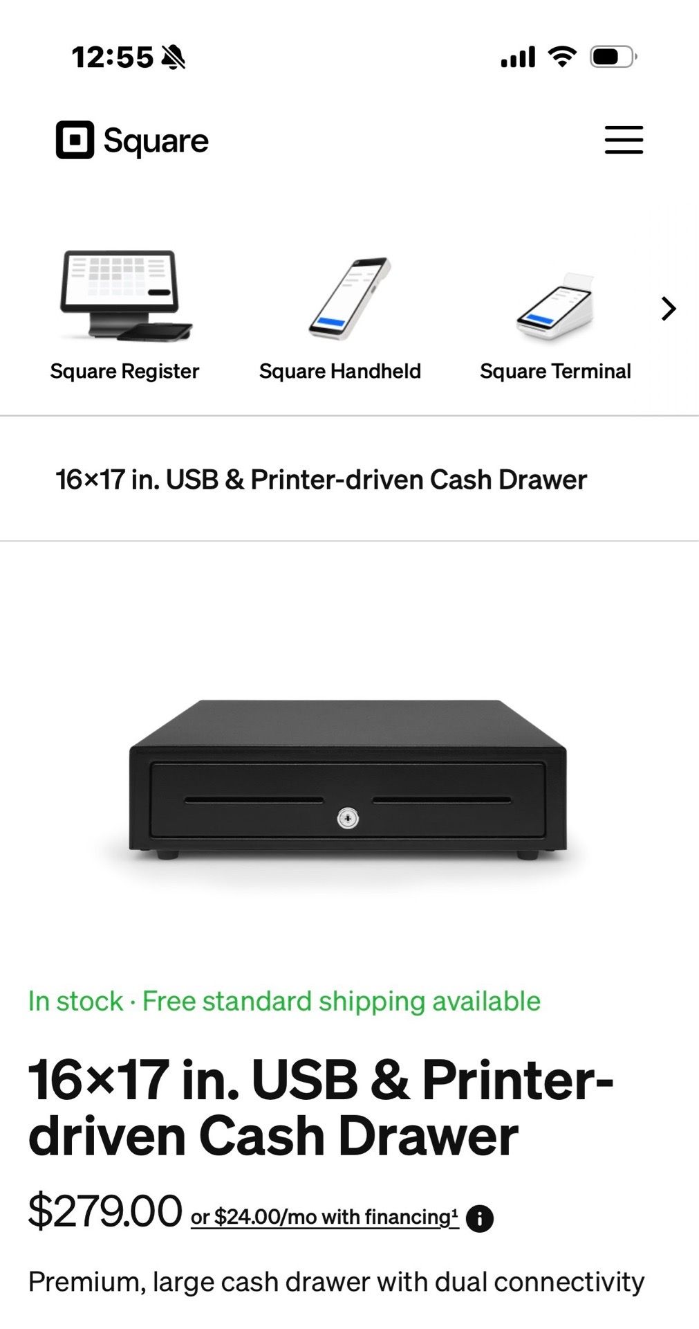 16X17 in. USB & Printer-driven Cash Drawer (Square)