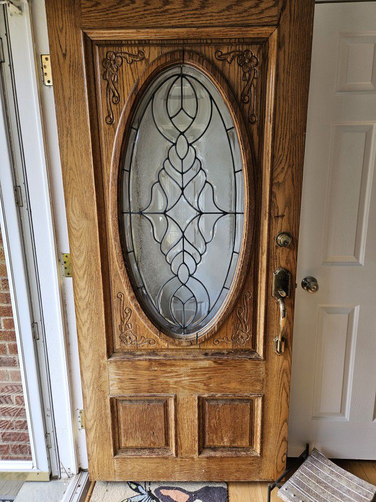 Vintage Centry Stairs Wood Glass Front Door 