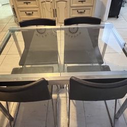 Extendable Glass Dining Table With 4 Chairs