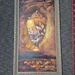 cuadros con relieve o arte decorativo de técnica mixta.