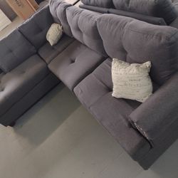 Grey Sectional W/ Ottoman Included 
